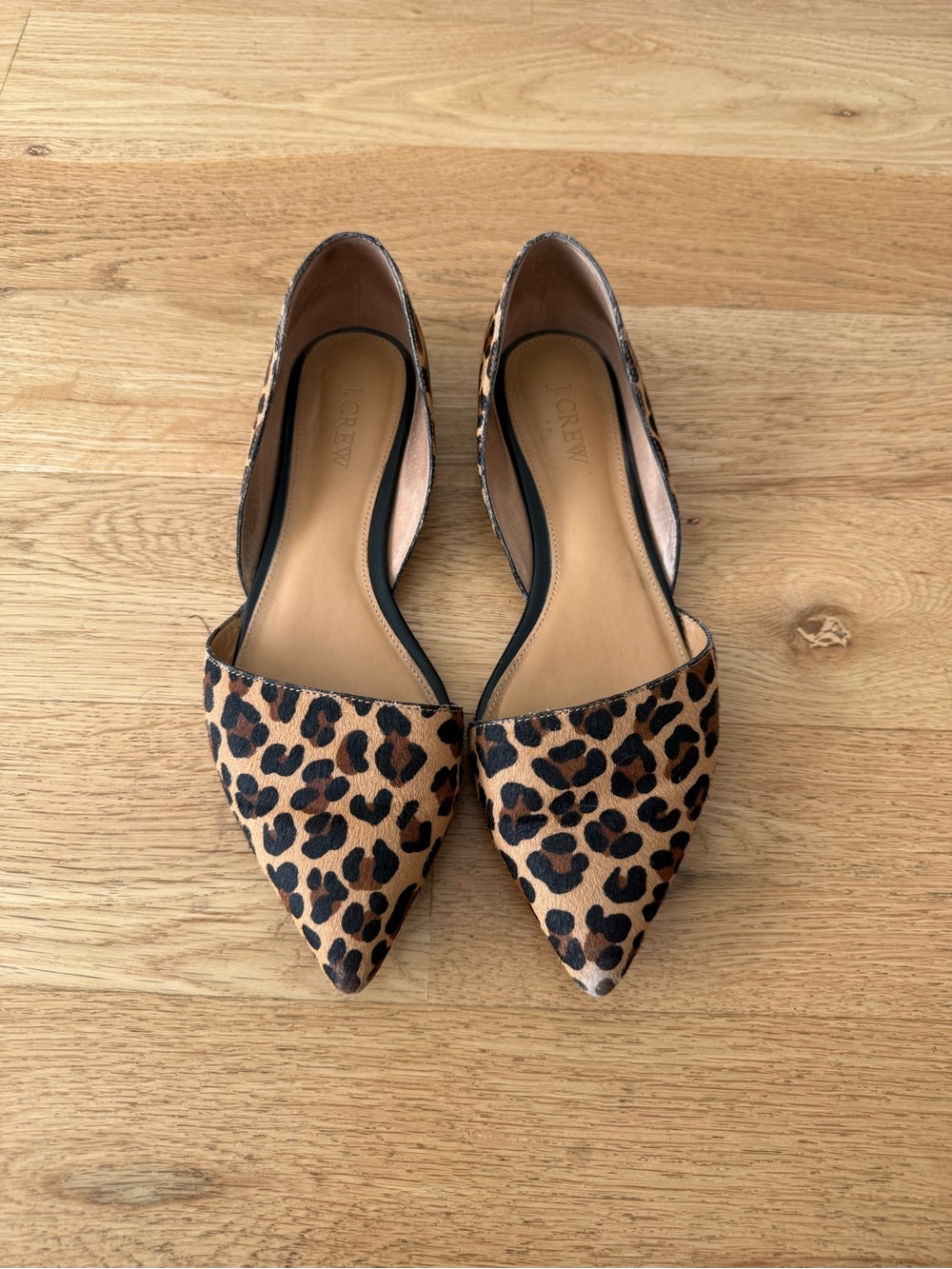 J. Crew Leopard Print Pointed D'Orsay Flats. Size 8.5.